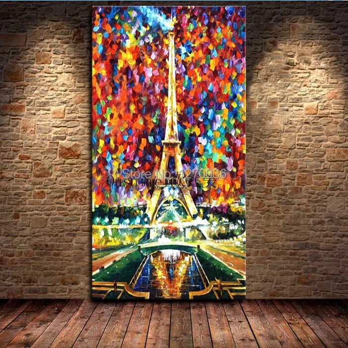 

Modern Style of Canvas Picture Eiffel Tower Landscape Hand Painted Painting for Home Decoration or Send people as a good gift
