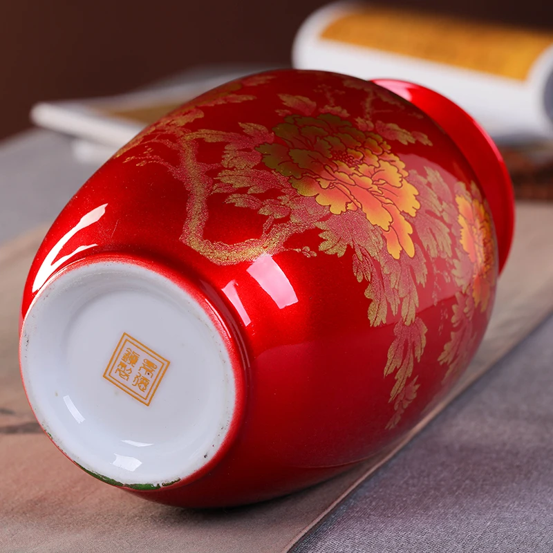New Chinese Style Vase Jingdezhen Classical Porcelain Crystal Glaze Flower Vase Home Decor Handmade Shining Famille Rose Vases 5