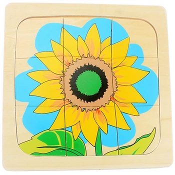 

Children'S Multi-Layer Puzzle Wooden Toy Sunflower Puzzle Life Cycle Toys Kindergarten Teaching Aids