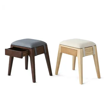 

15%Solid wood dressing stool modern minimalist storage makeup stool soft bag change shoe bench dressing table nail bench