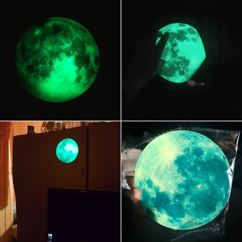 

5cm Luminous Moon Earth Cartoon DIY 3D Wall Stickers for Kids Room Bedroom Glow In The Dark Wall Sticker Home Decor Living Room