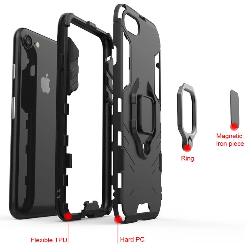 Противоударный защитный чехол для iPhone XS Max XR X 6 6S 7 8 Plus 5 SE с магнитной подставкой и