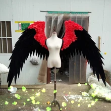 Черные и красные большие ангельские крылья из перьев для взрослых модель шоу аксессуар для стрельбы вечерние настоящие гусиные крылья из перьев на Хэллоуин Детский день