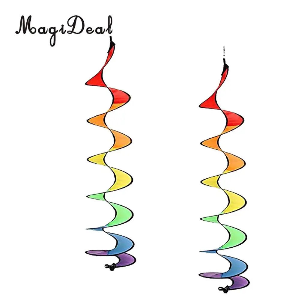 2Pcs 55'' Rainbow Nylon Windmills Wind Windsocks Tent Home Lawn Yard Garden Party Decor Whirligig Outdoor Toy Foldable