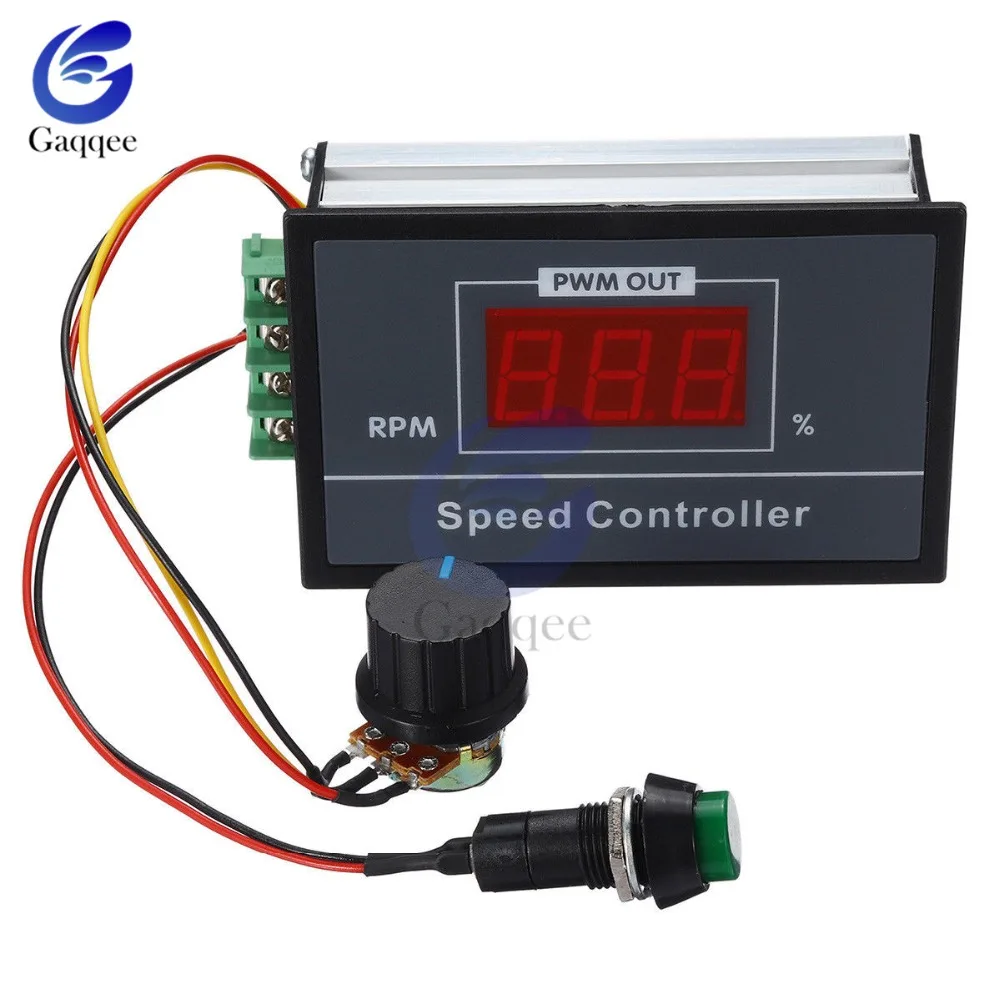 30A DC 6V-60V 12V 24V 48V PWM Motor Speed Controller Digital LED Display 0~ adjustable 15KHZ With potentiometer switch