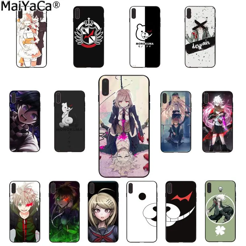 MaiYaCa Danganronpa Monokuma ТПУ черный чехол для телефона iPhone 5 5Sx 6 7 7plus 8 8plus X XS MAX XR|Бамперы| |