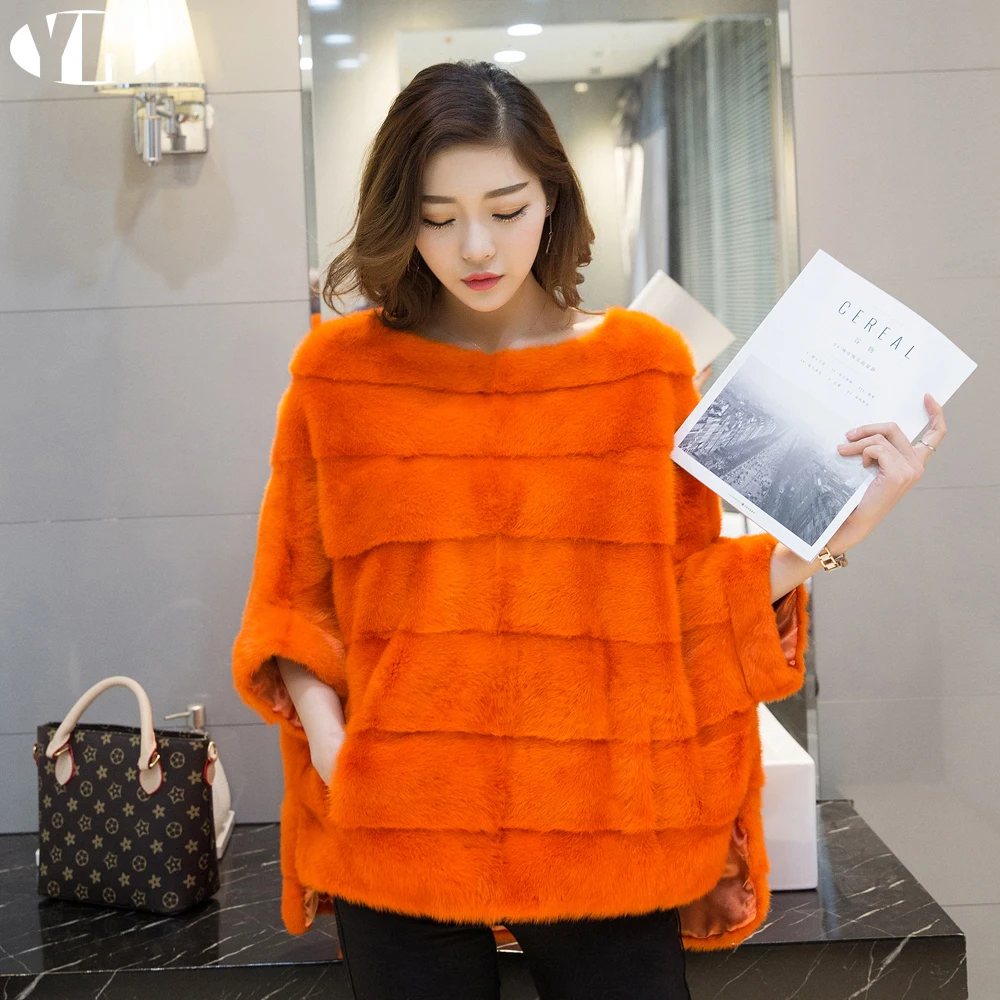 

2019 new arrive winter lady Real mink fur shawl women thick warm Natural fur clothes Genuine Real fur wraps Female