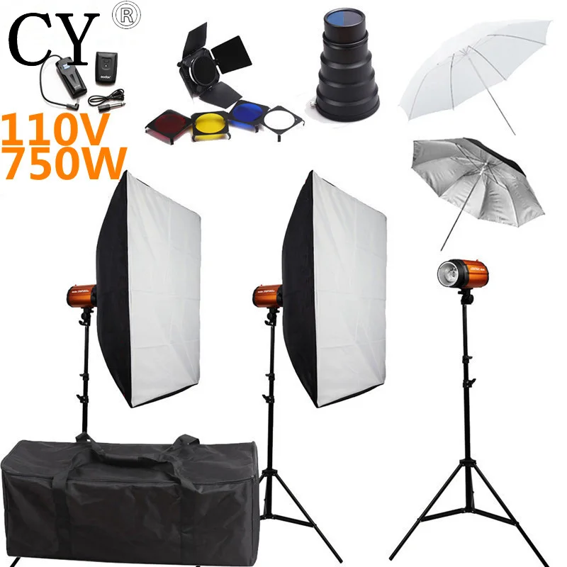 Godox 250SDI Photography Studio Softbox Flash Lighting Kits 750ws 110V