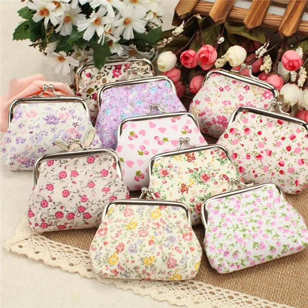 Fresh Flower Decoration Women Bag Cotton Fabric Coin Purse Key Fresh Flower Decoration Women Bag Cotton Fabric Coin Purse Key Case Cute Holiday Gift Wedding Favors