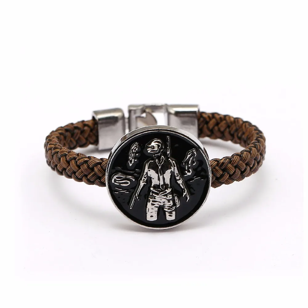 Playerunknown Ini Medan Pertempuran Gelang PUBG Logo Gambar Pan Kulit Dikepang Gelang Hiasan Souvenir Makan Malam Ayam Gelang HC1 Bangle Charm Leather Braidbracelet Bracelet AliExpress