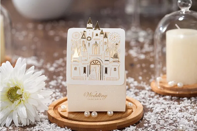 

100X WISHMADE Laser Cut Wedding Boxes Candy Box Romantic Castle Wedding Favors Gifts Box Sweet Party Supplies CB5093