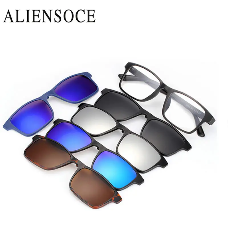 

5pc/set Magnetic Clip Sunglasses Women Glasses with Magnetic Clip on Sunglasses Polarized For Male Multi-Purpose Eyewear