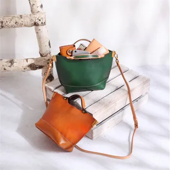 

ALAVCHNV new original pure handmade retro first layer cowhide tannage female handbag Messenger leather handbags BR6008