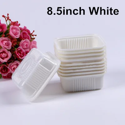 800 X прозрачный/белый квадрат Mooncake пластик лотки подарочные коробки Moon упаковка для тортов выпечки Материал Поставки - Цвет: 8.5inch White