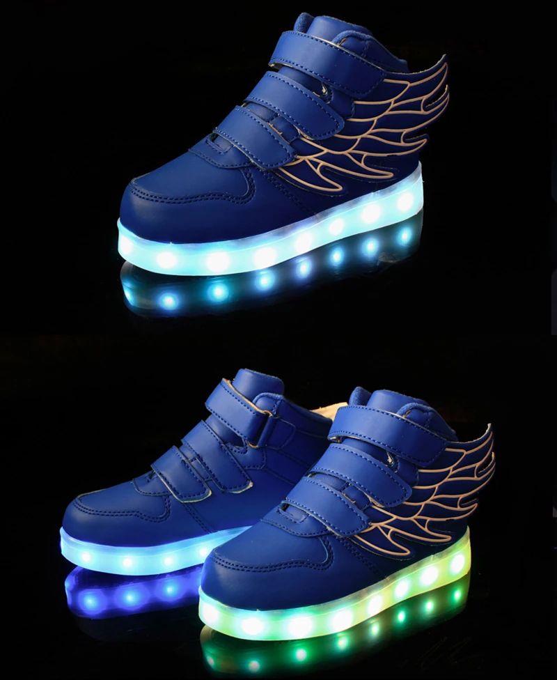 Детский Светильник; обувь с крыльями; светодиодные тапочки; обувь с подсветкой для детей; Светящиеся кроссовки для мальчиков и девочек