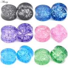 Alisouy расширитель уха пирсинг ювелирные изделия 2 шт. органический разбитый кварц стекло ухо седло пробки двойной расклешенные туннель измерительные приборы