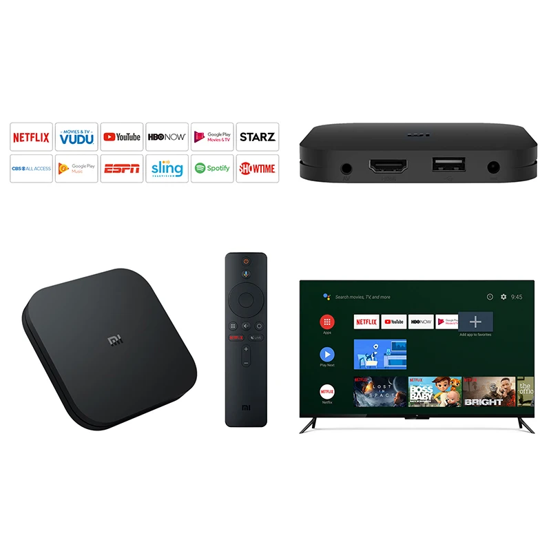 Глобальный Xiaomi Mi Box S 4K HDR Android TV 8,1 Ultra HD 2G 8G WIFI Google Cast Netflix IPTV телеприставка Mi Box 4 медиаплеер