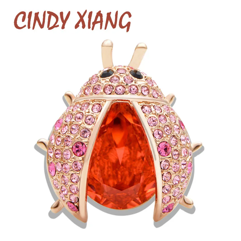 

CINDY XIANG 2 Colors Choose Luxury Shining SW crystal Ladybug Brooches for Women Cute Elegant Very High Quality Insect Pins Gift