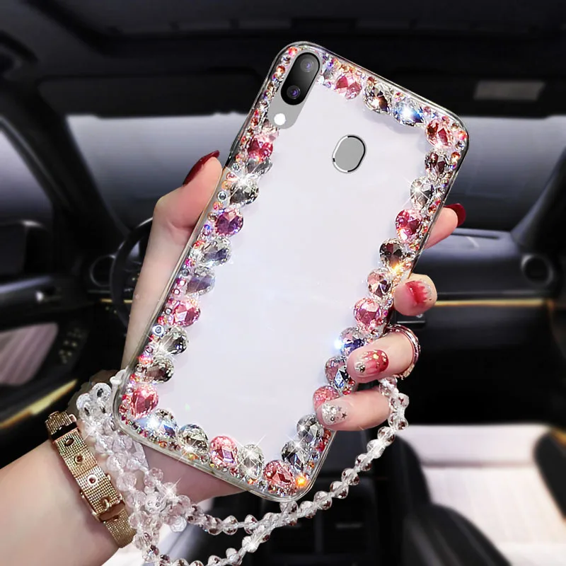Mobile Phone Shell With Diamonds To Send White Beads For Samsung Galaxy M10 Personalized Simple Hard | Мобильные телефоны и