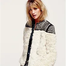 Новые женские зимние шерстяные меховые толстые теплые куртки с длинным рукавом и отделкой бисером и искусственным мехом