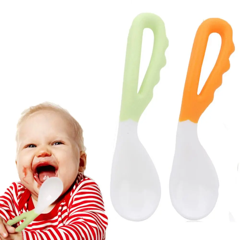 2 PCS Baby Infant Silicone BPA Free Pacifier Feeding Spoon Solid