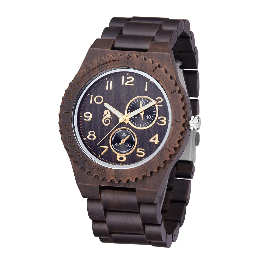 

TJW Mens Wooden Watch Analog Quatrz Ligheweight Handmade Wrist Watch Fit to Any Wrist Size Men Gift Idea for Every Festival