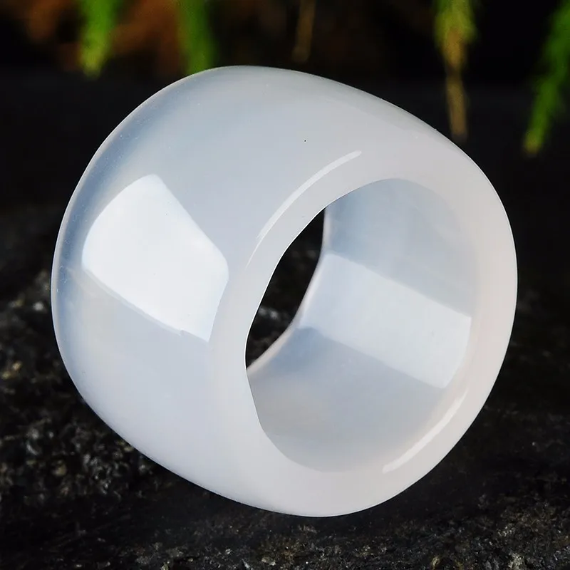 

New 100% Natural / Jadeite Ring Band Men's Band 1pcs White Colour
