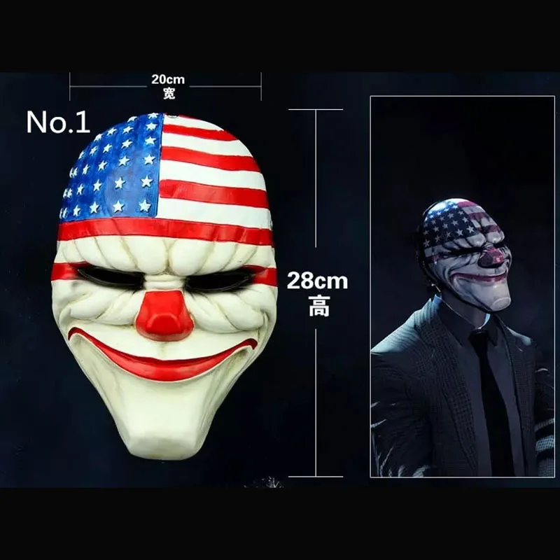 (4 шт./лот) оптовая продажа ПВХ страшная Клоун Маска Payday 2 Хэллоуин маска для Antifaz