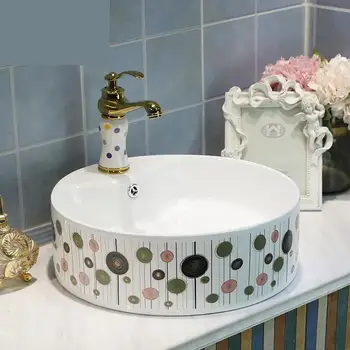 

Creative Circular Table Basin Washbasin Household Toilet Ceramic Washbasin Art Basin small ceramic wash basin bathroom sink