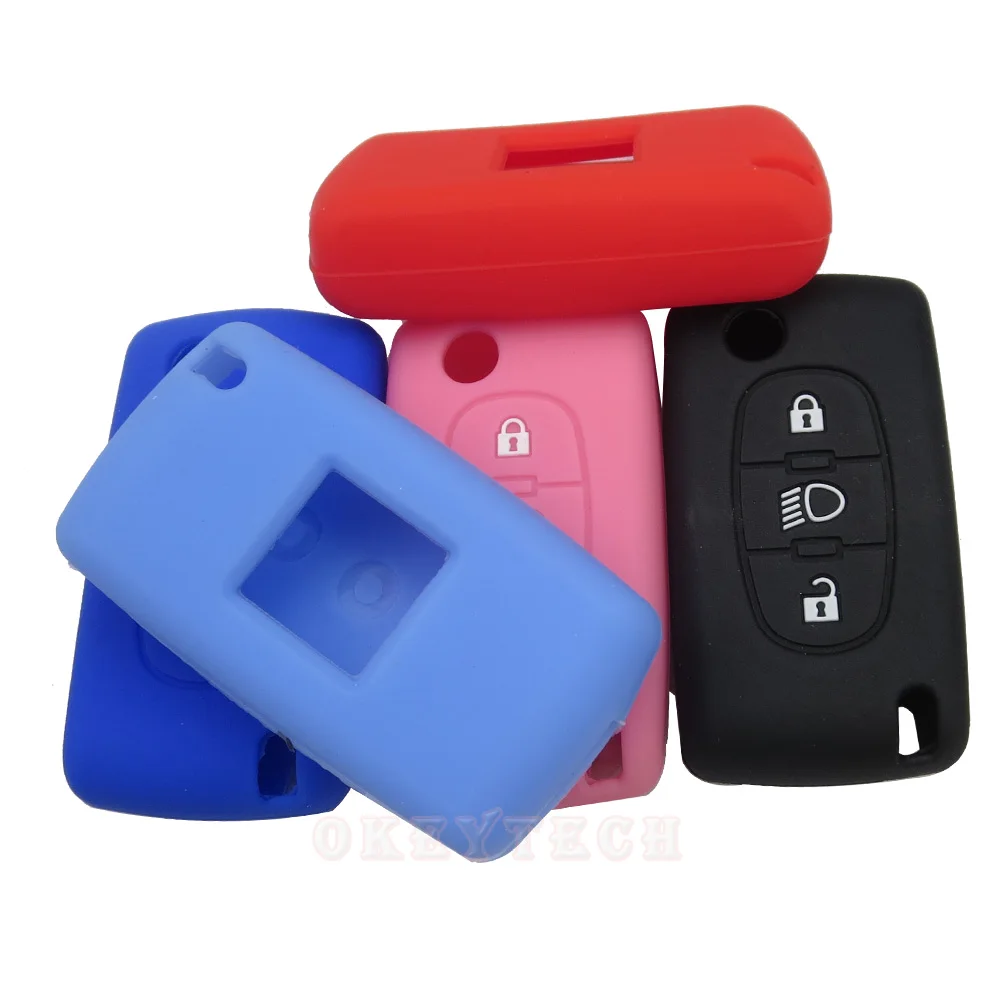 silicone rubber car key cover case shell protect for Citroen C3 C4 Xsara Picasso berlingo C5