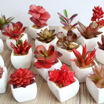 

Ceramic bonsai RED Artificial Potted Succulent Plant Windowsill Decoration home decor