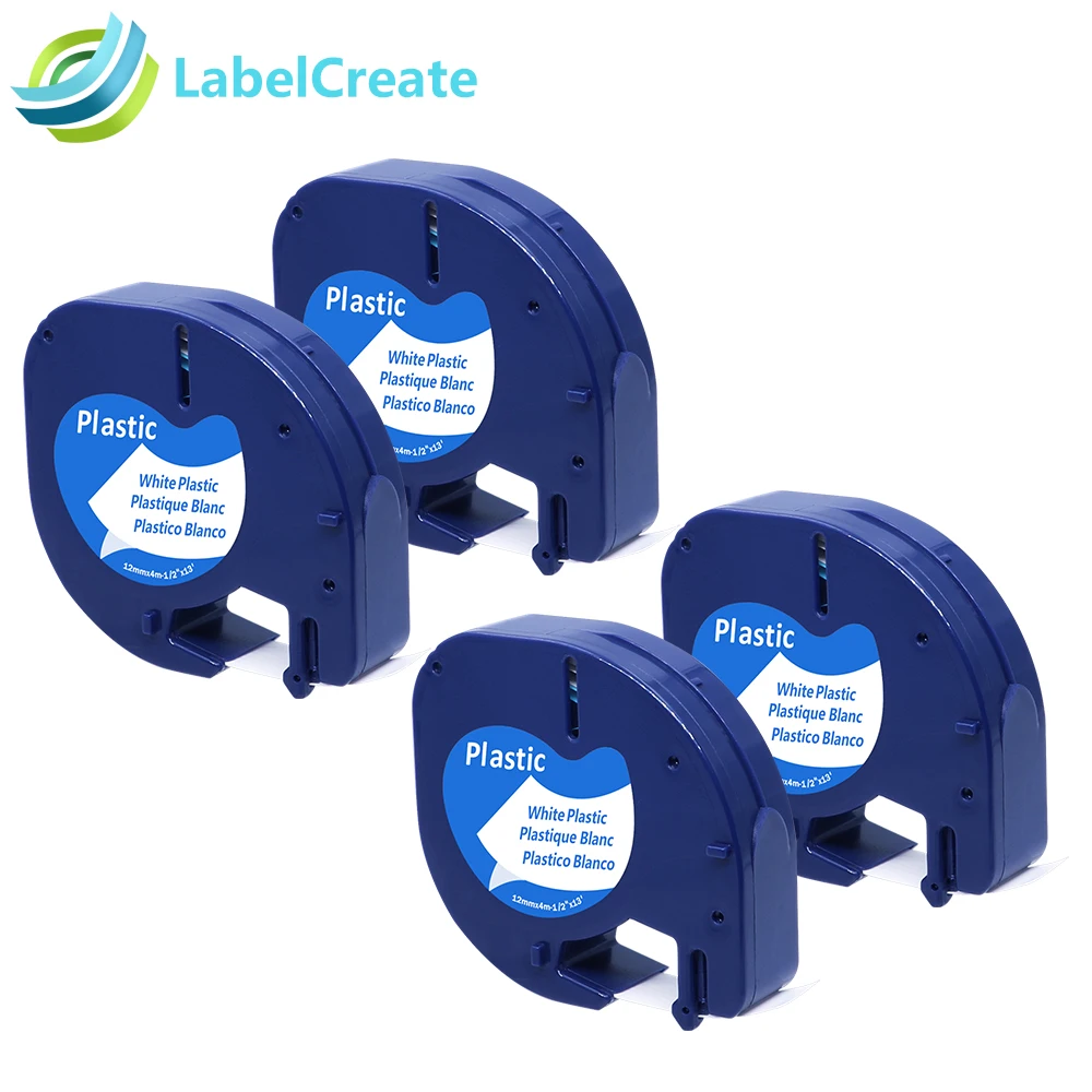 4 Packs Compatible 91201 DYMO LetraTag Tape 91221 91331 Black on White 12mm Plastic Label maker LT Printer 59422 | Компьютеры и офис