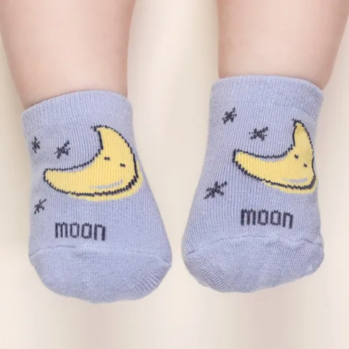 Горячо! г. Очень милые носки для малышей осенне-зимние хлопковые милые Нескользящие носки для новорожденных мальчиков и девочек, мягкие носки-тапочки с героями мультфильмов - Цвет: Moon