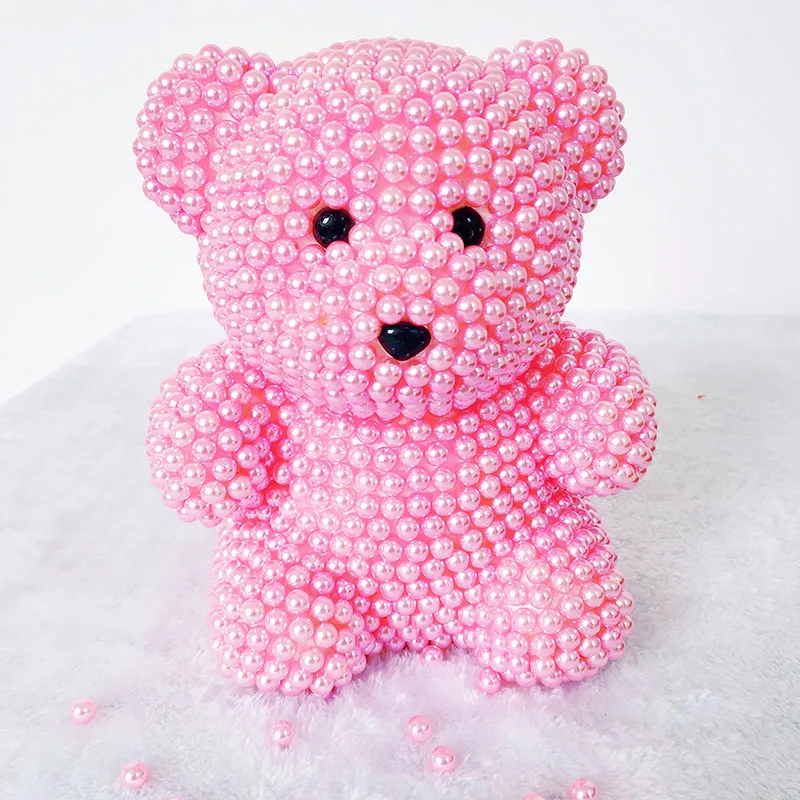 Творческие подарки на день Святого Валентина, ручной работы, из пеноматериала медведя Жемчуга Комплект 20 см пены медведь для творческий подарок на день рождения разных цветов - Цвет: Розовый