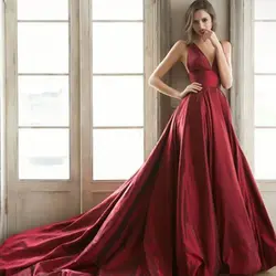 Gala jurk длинное платье для выпускного вечера vestido formatura на заказ Бордовое платье для выпускного вечера Плиссированное атласное vestidos largos