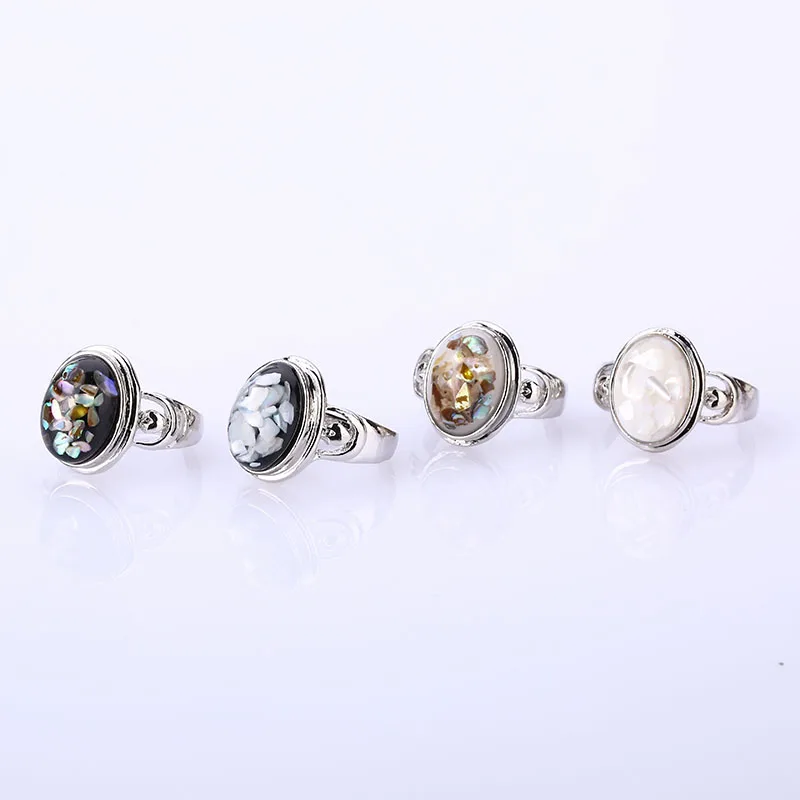 

4 Colors Set Natural Color Shell Small Pieces Ring Face Simple Women's Ring Small Love Shape Beating Heart Love
