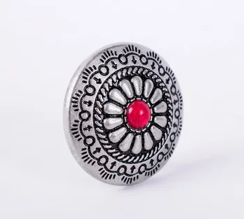 

10X Matt Silver Red Bead Western Equestrian Cowboy Bridle Saddles Conchos Screwback
