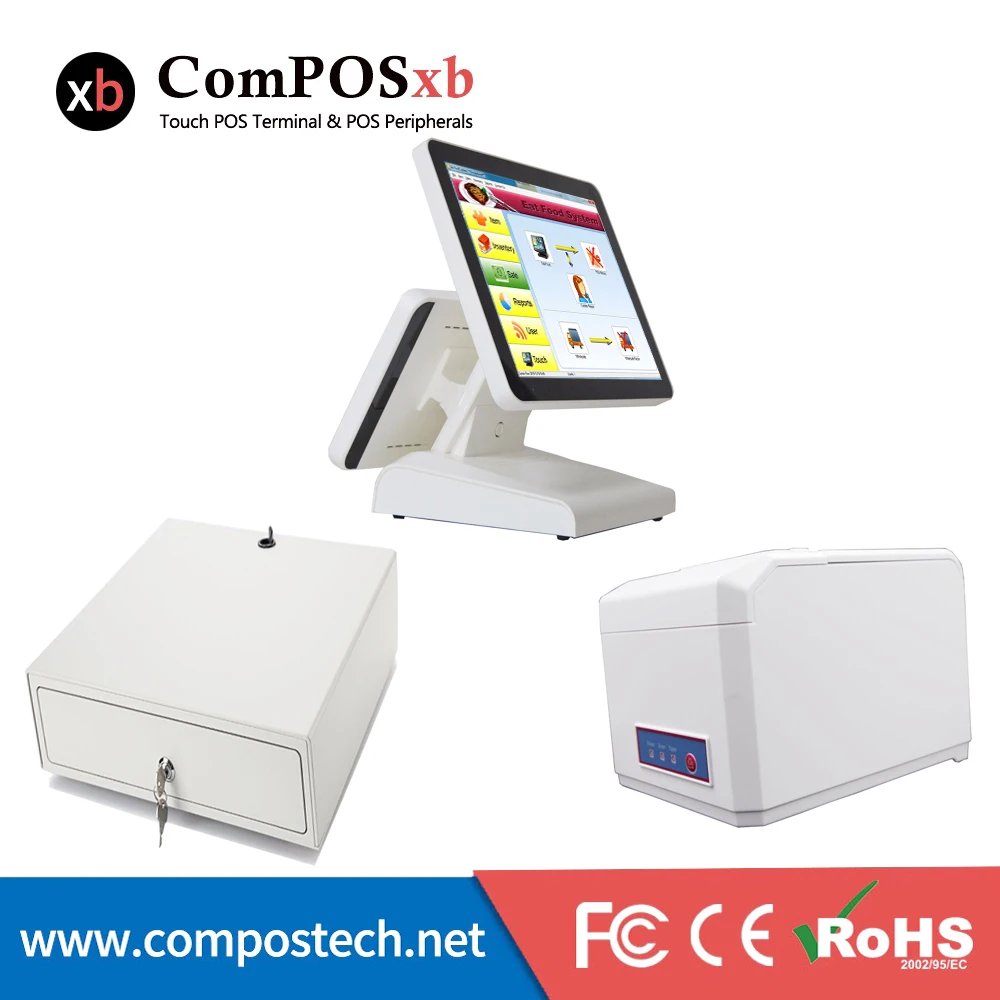 

J1900 Quad Core 2.0GHz 15 inch TFT LED Whole Set New Designed Dual Screen Pos System Touch Screen Point Of Sale