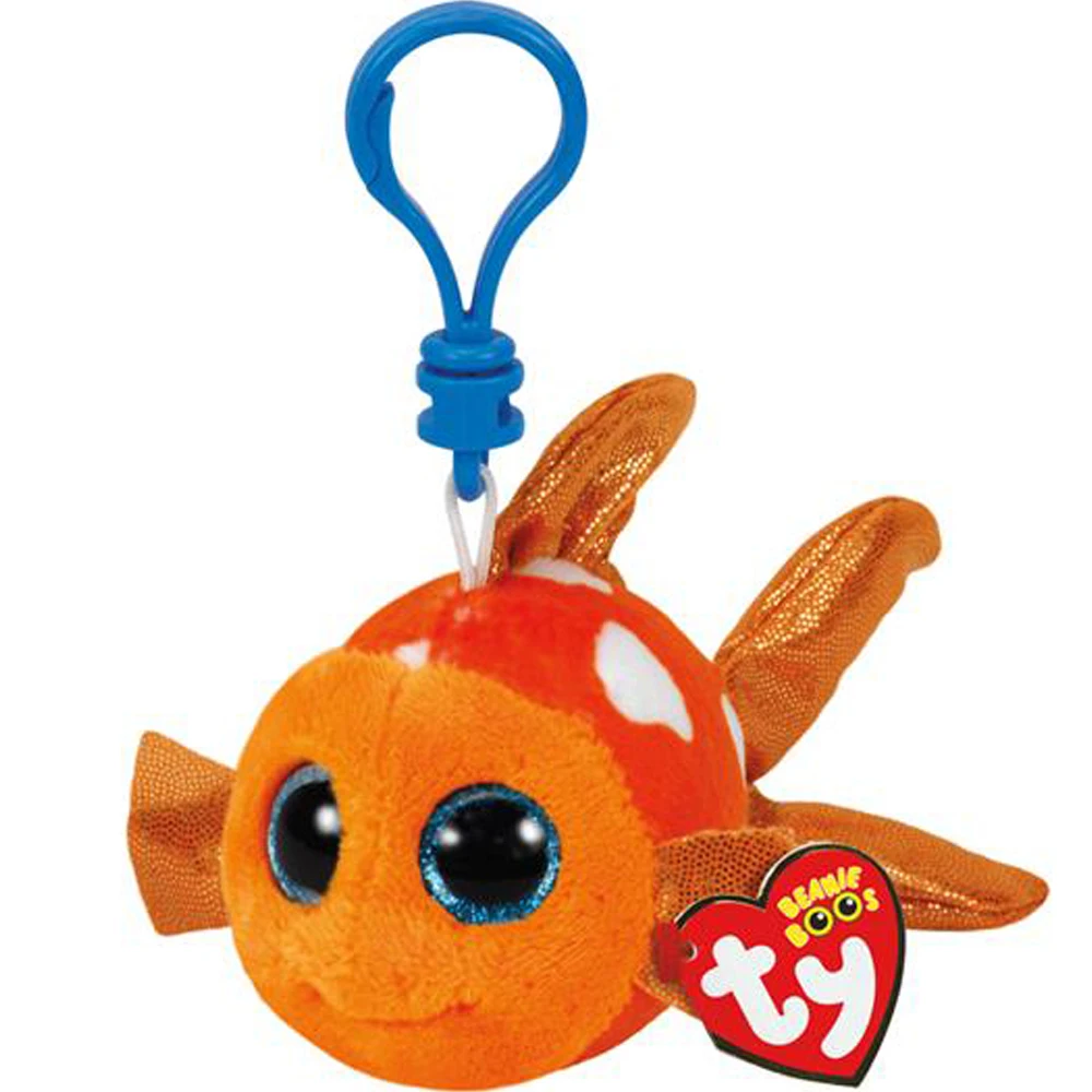 Pyoopeo Ty Beanie Boos 4" 9cm Sami the Goldfish Clip Keychain Plush Soft Stuffed Animal