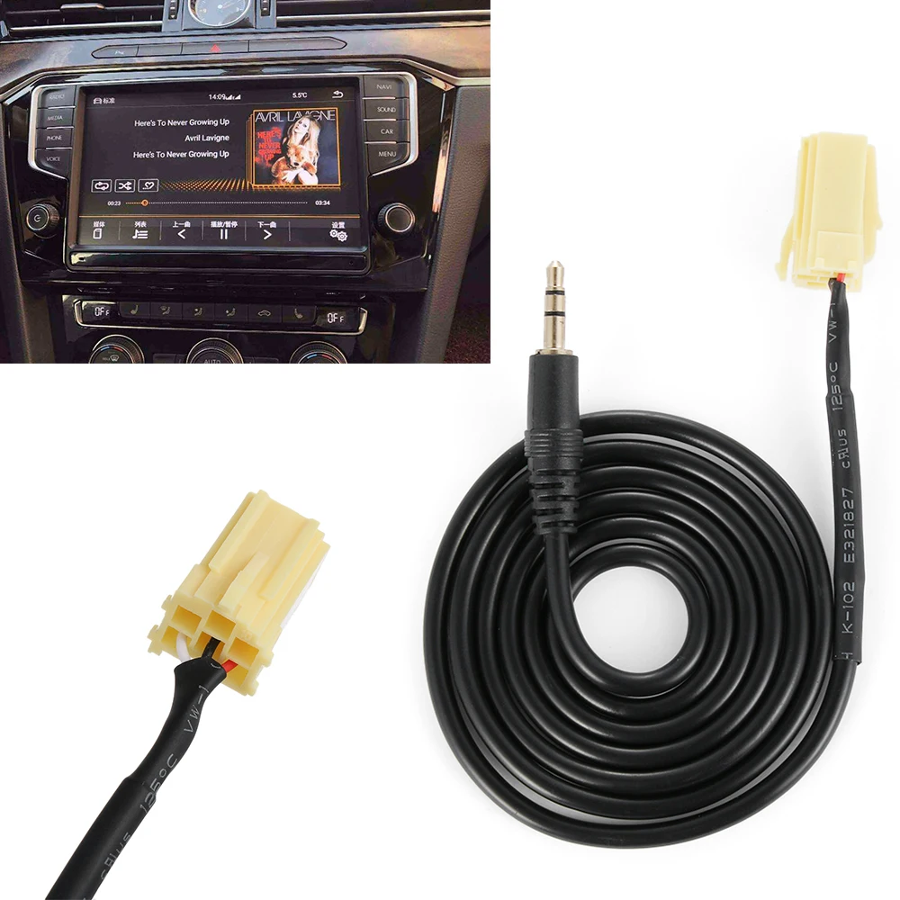 

Car 3.5MM Jack to ISO 6 Pin Connector Aux Wire Cable for Fiat Grande Punto Rubber Extension Cord Portable