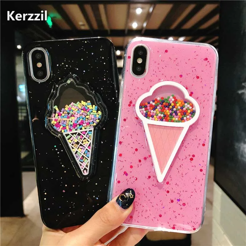 Милый мультяшный женский чехол Kerzzil для iphone X 7 6s 6 чехлы блестящий динамичный