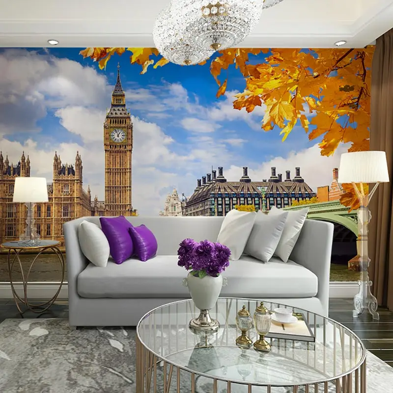 

London Big Ben Photo Wall Paper Mural Home Bar Decor Wall Papers Stickers Living Room Bedroom Self Adhesive Vinyl/Silk Wallpaper