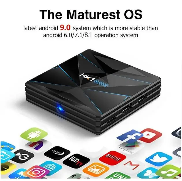 

5PCS HK1 Super Smart TV Box Android 9.0 RK3318 Quad Core 4GB 128GB Max 2.4G/5G Dual WiFi USB3.0 BT4.0 4K H.265 UHD Media Player