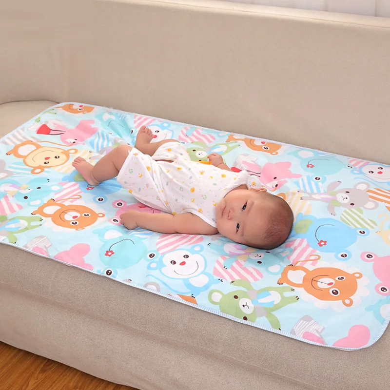 60 90cm Baby Changing Mat Cartoon Cotton Waterproof Sheet Baby