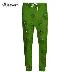 Raisevern модные 3D Пепе Лягушка джоггеры Брюки для девочек Для мужчин/Для женщин Забавный мультфильм Треники Мотобрюки штаны с эластичной