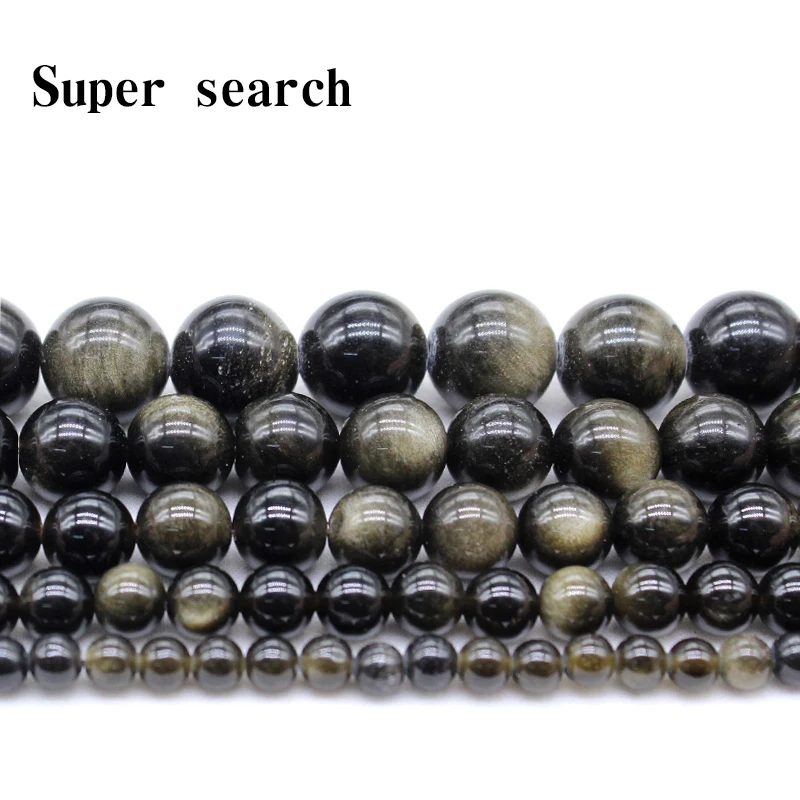 

Natural Stone Gold Obsidian Round Strand Beads 4 6 8 10 12MM Fit Diy Brads For Charms Bracelet Necklace Making Men's Bracelet