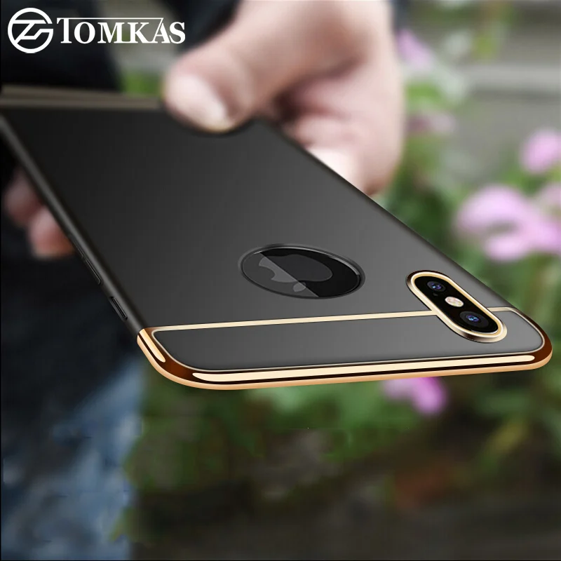 

TOMKAS Fitted Case For iPhone X 10 Case 3 in 1 Ultra Thin Cover Plating Matte Mobile Phone Back Shell For iPhone X Cases