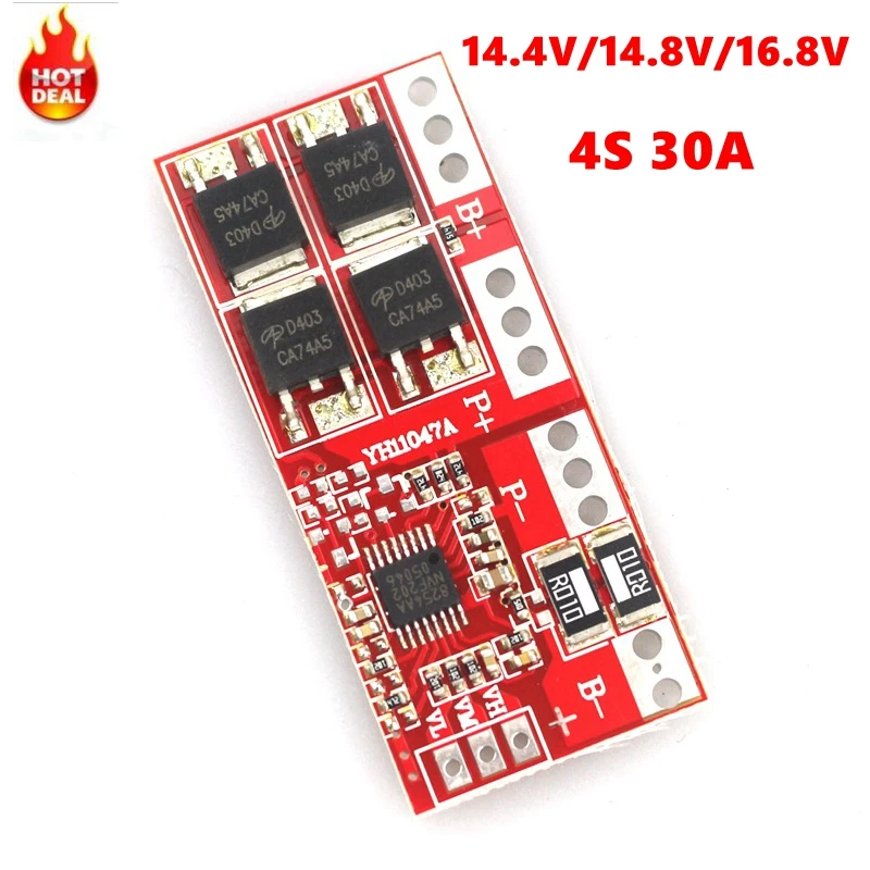 

4S 30A Li-ion Lithium Battery Charger Protection Board Charging Module High Current 14.4V 14.8V 16.8V Overcharge 18650