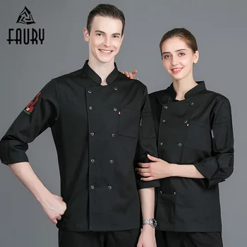 

High Quality Breathable Top Restaurant Hotel Work Uniform Long Sleeve Double Breasted Cooking Coat Catering Chef Waiter Overalls