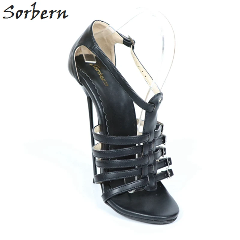 Sorbern/босоножки на высоком металлическом каблуке 16 см, женская обувь унисекс, большие размеры 37-52, летняя обувь с t-образным ремешком, сандалии, плохая обувь, Painpleasurer